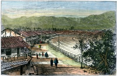 Línea de ferrocarril cerca de Kobe, Japón, 1891 de A. Forsyth