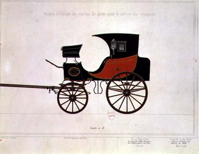 Diseño de un carruaje para el Servicio Postal, grabado por Engelmann y Graf de A. G. (after) Ducoudray