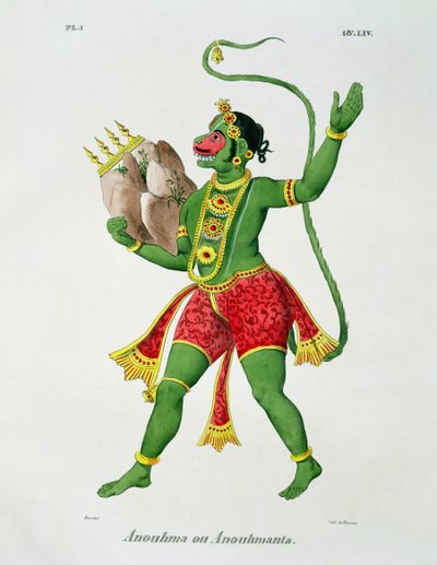 Hanuman, grabado por de Racinet de A. Geringer