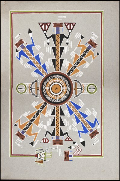 Dibujos que representan el lugar de enterramiento de "Cadunce", un "curandero" indio chippewa, una pintura de arena navajo y pinturas rupestres crow. de A. Grossman