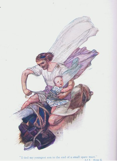 Ate a mi hijo menor al extremo de un pequeño mástil de repuesto (La comedia de las equivocaciones), de Cuentos de Shakespeare pub. por Ward Lock & Co Ltd de A. Jackson