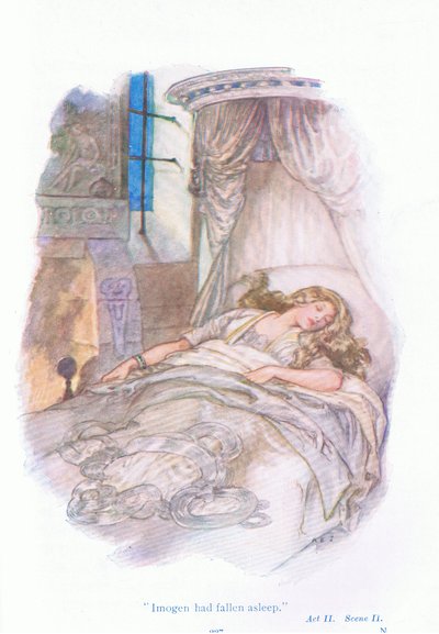 Imogen se había quedado dormida (Cimbelino), de Tales from Shakespeare de A. Jackson