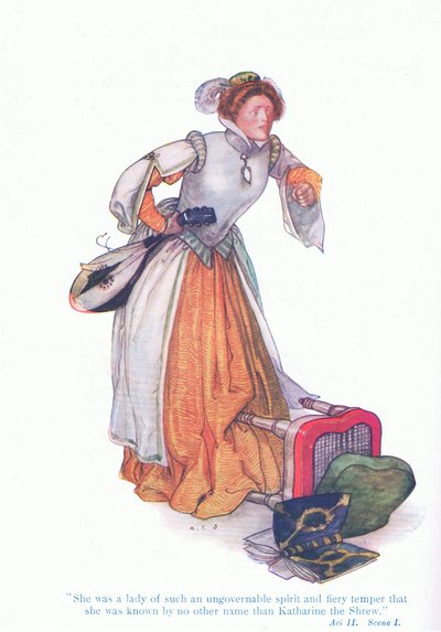 Katherine era una dama de espíritu ingobernable y temperamento fogoso (La fierecilla domada), de Cuentos de Shakespeare pub. por Ward Lock & Co Ltd de A. Jackson