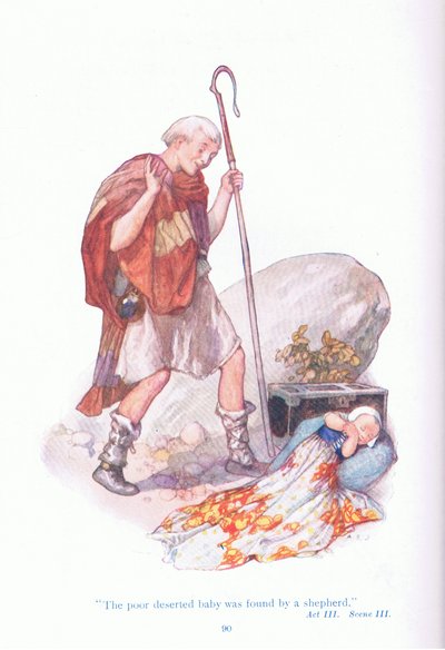 El pobre bebé abandonado fue encontrado por un pastor (Cuento de invierno), de Cuentos de Shakespeare pub. por Ward Lock & Co Ltd de A. Jackson