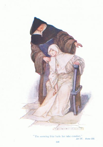 El fraile aparentemente le pidió que se consolara (Medida por medida), de Cuentos de Shakespeare pub. por Ward Lock & Co Ltd de A. Jackson