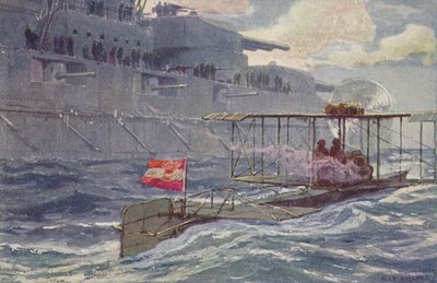 Hidroavión austrohúngaro pasando un acorazado, Primera Guerra Mundial, 1914-1918 de A. Kircher