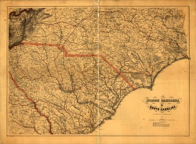 633,600. LC Civil War Maps (2ª ed.), 305a.4 Mapa general. Las autoridades utilizadas en la elaboración del mapa se enumeran debajo del título. Los nombres de los estados, las fronteras y los ferrocarriles están sobreimpresos en rojo. Descripción derivada d de A. Lindenkohl