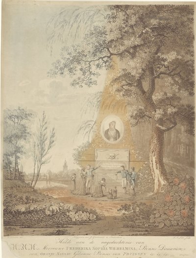 Aguja conmemorativa con motivo de la muerte de Guillermina de Prusia Homenaje a la memoria de Su Alteza Real Madame Frederika Sophia Wilhelmina, Princesa Douariere de Orange Nassau (título sobre el objeto) de A. Lutz