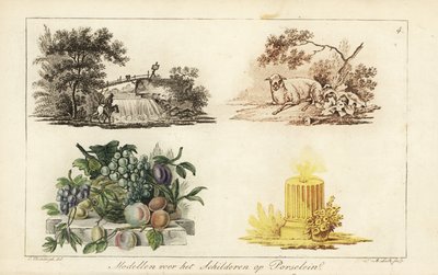 Patrones para pintar en porcelana: paisajes, frutas, velas de A. Lutz