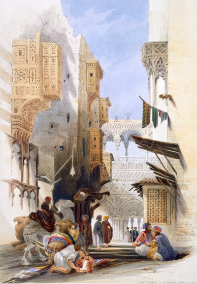 Calle que lleva a El Azhar, Gran Cairo, Egipto, 1846 de A Margaretta Burr