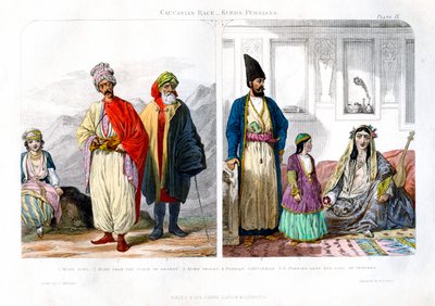 Raza caucásica, kurdos y persas, 1873 de A. Portier