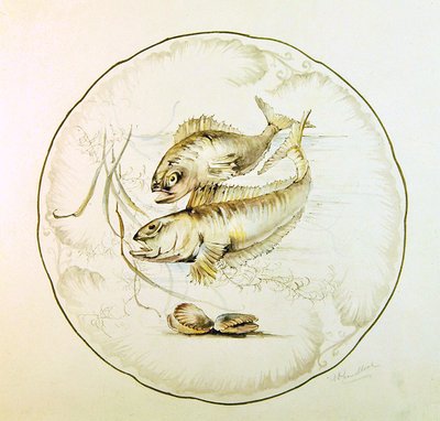 Diseño de Wedgwood para un plato, c.1880 (acuarela sobre papel) de A. Proudlove
