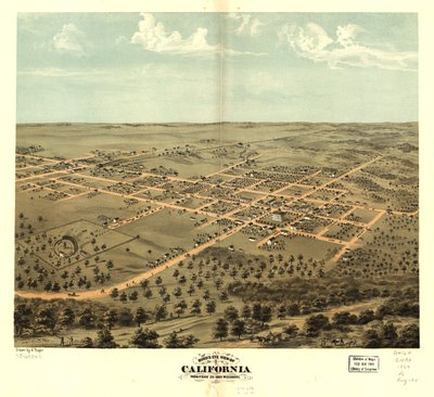 Vista aérea de California, condado de Moniteau, Misuri 1869. LOC 73693471 de A. Ruger