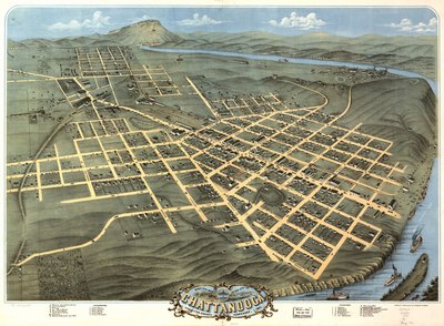 	Vista aérea de la ciudad de Chattanooga, Condado de Hamilton, Tennessee 1871. de A. Ruger