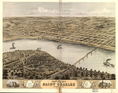 Vista de pájaro de la ciudad de Saint Charles, St. Charles Co., Missouri 1869. LOC 73693488 de A. Ruger