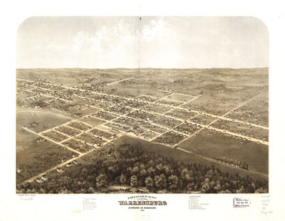 Vista aérea de la ciudad de Warrensburg, condado de Johnson, Misuri 1869. LOC 73693492 de A. Ruger