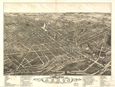 Vista panorámica de la ciudad de Akron, Condado de Summit, Ohio 1882 de A. Ruger Ruger