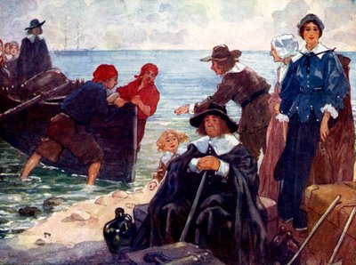 Una Banda de Exiliados Amarra su Barco en la Salvaje Costa de Nueva Inglaterra, 1620, 1905 de A. S. Forrest