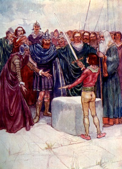 Él estaba allí sosteniendo la espada mágica en su mano, 1905 de A. S. Forrest