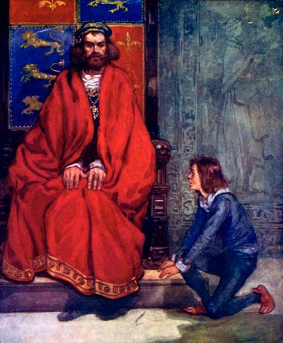 El niño pequeño se arrodilló ante el Rey y tartamudeó la historia, 1120, 1905 de A. S. Forrest