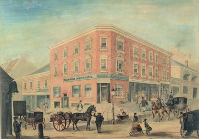 Esquina de las calles George y Hunter, Sídney, 1849 de A. Torning