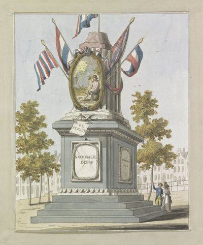 La Revolución, decoración de la Place Royale, 1795 Diez platos de las decoraciones en Alliantiefeest en Amsterdam en 1795 (título de la serie) de A. Verkerk