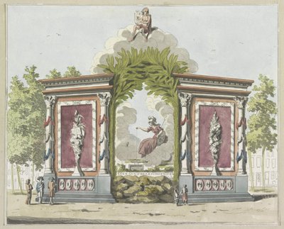 Artes y Ciencias, decoración en Noordermarkt, 1795 Diez platos de las decoraciones en Alliantiefeest en Amsterdam en 1795 (título de la serie) de A. Verkerk