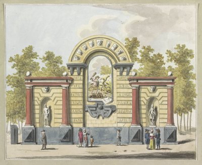 Destrucción de la aristocracia, decoración en Westermarkt, 1795 Diez platos de las decoraciones en Alliantiefeest en Amsterdam en 1795 (título de la serie) de A. Verkerk