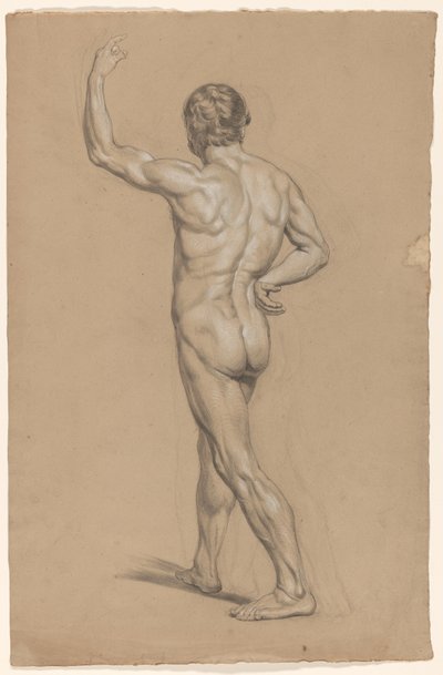 Desnudo masculino de pie, visto desde atrás de A. Waterloo (attributed to)