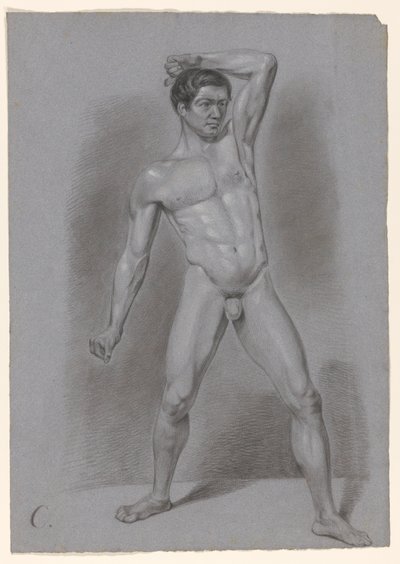 Desnudo masculino de pie, visto de frente de A. Waterloo (attributed to)