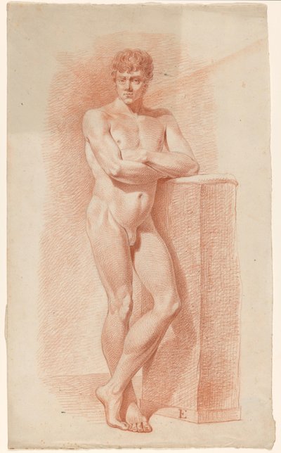Desnudo masculino de pie, visto de frente de A. Waterloo (attributed to)