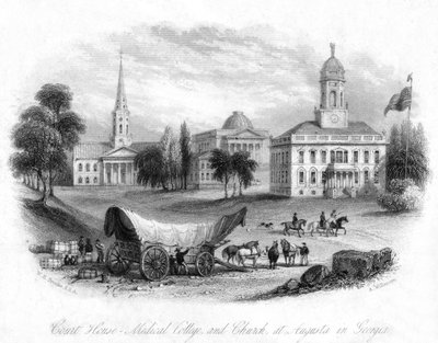 El Palacio de Justicia, Colegio Médico e Iglesia, Augusta, Georgia, EE.UU., siglo XIX de A. Willmore