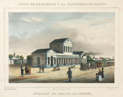 Estación de Braine-le-Comte, Bélgica (grabado por Gerard) de A. after Canelle
