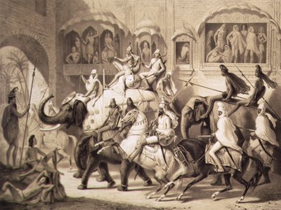 Una calle en Lahore, de Viaje en India, grabado por Louis Henri de Rudder (1807-81) 1842 de A. after Soltykoff