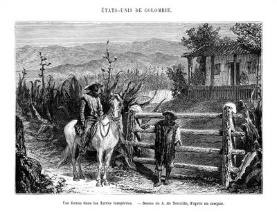 Una granja, Colombia, América del Sur, siglo XIX de A. de Neuville