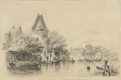 Paisaje con una torre junto al agua de A. van Ameyden