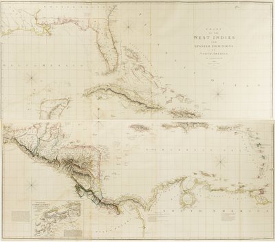 Carta de las Indias Occidentales y de los dominios españoles en América del Norte de Aaron Arrowsmith