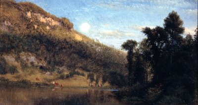 Colinas de Berkshire, luna llena sobre Meadowbrook de Aaron Draper Shattuck