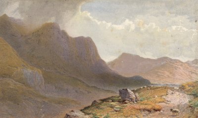 Escena entre Capel Currg y Llyn Ogwen, en la cabecera de Nant Frangon, Gales del Norte (cromolito) de Aaron Edwin Penley