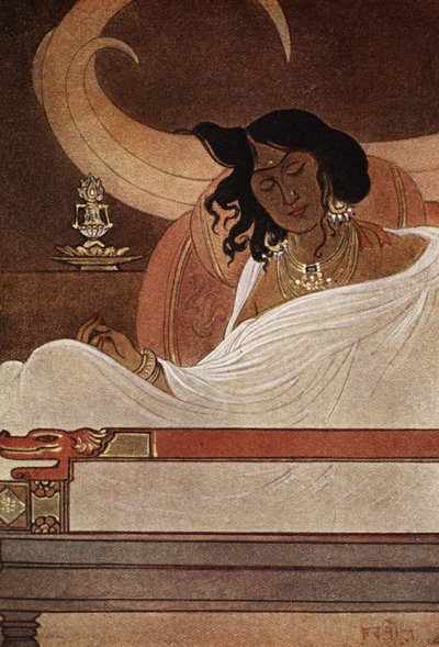 Los colmillos del Bodhisattva, ilustración de "Mitos de los hindúes y los budistas" de la hermana Nivedita y Ananda Coomaraswamy de Abanindranath Tagore
