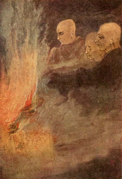 El lanzamiento final (litografía en color) de Abanindranath Tagore