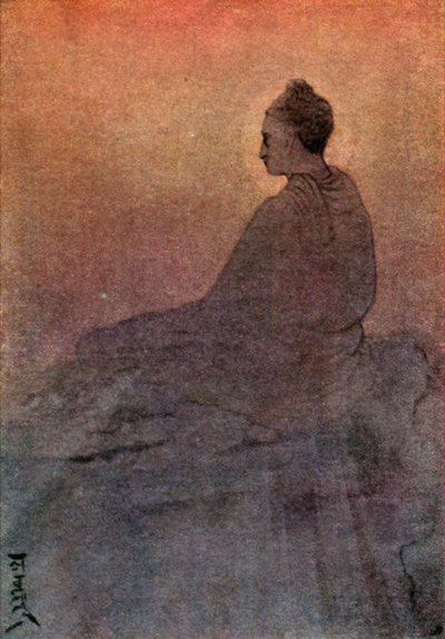 La victoria de Buda (litografía en color) de Abanindranath Tagore