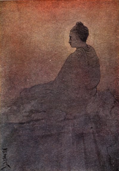 La victoria de Buda, frontispicio de "Mitos de los hindúes y los budistas" de la hermana Nivedita y Ananda Coomaraswamy de Abanindranath Tagore