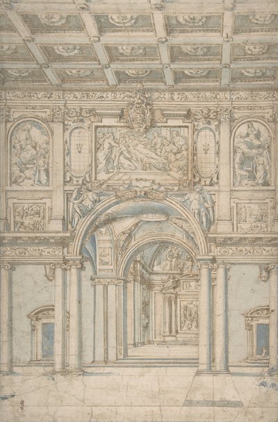 Estudio del interior de Santa Maria Maggiore en Roma, 1621-46 de Abbate Paolo de Angelis