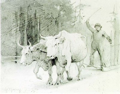 Un campesino francés conduciendo bueyes de Abbott Handerson Thayer