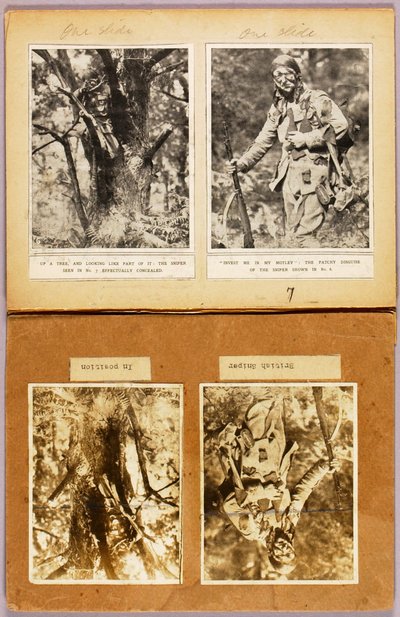 Camuflaje de francotiradores británicos (imágenes tempranas), carpeta de estudios para el libro Concealing Coloration in the Animal Kingdom de Abbott Handerson Thayer