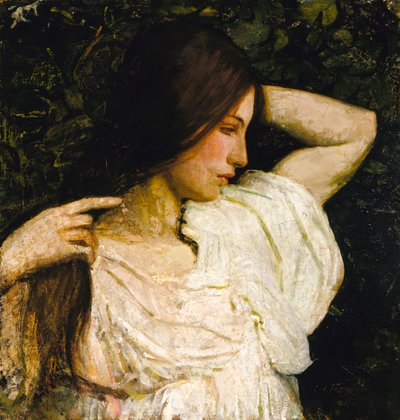 Chica arreglándose el pelo de Abbott Handerson Thayer