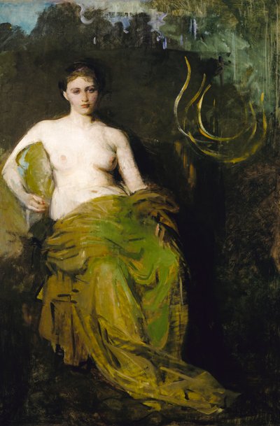 Figura medio vestida, ca. 1885 de Abbott Handerson Thayer