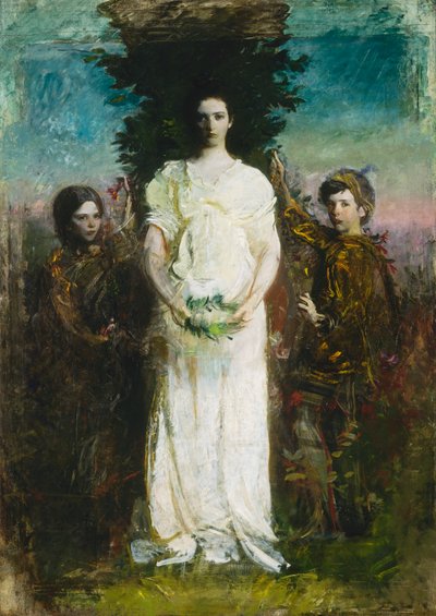 Mis Hijos Mary, Gerald y Gladys Thayer, ca. 1897 de Abbott Handerson Thayer