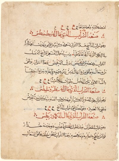 Página de texto de una Materia Médica de Dioscórides, c. 1224 de Abdallah ibn al Fadl